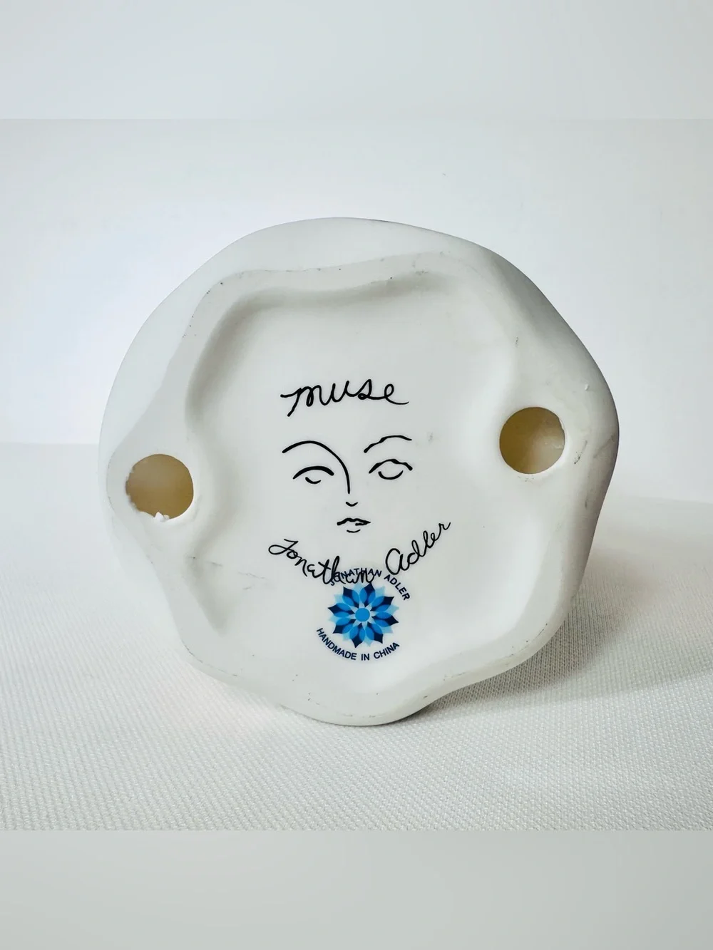 Jonathan Adler Muse I-Scream Ice Cream Cone Hand Vase White Matte Ceramic Decor